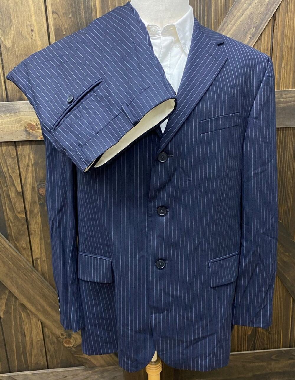 VTG Oscar De La Renta Perfect Press pin-stripe 3-button pleated 2-piece suit 46R